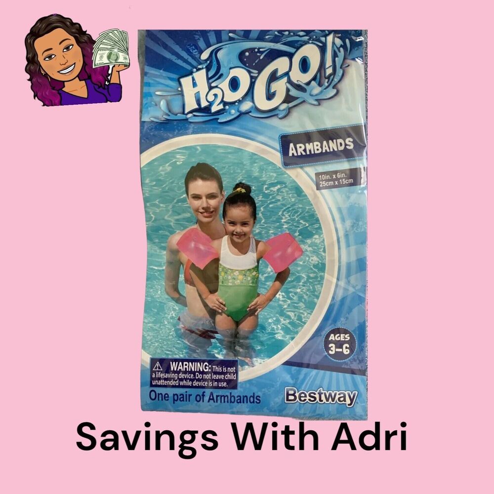 H2O GO Inflatable Armbands Pink 10in X 6in For Ages 3-6